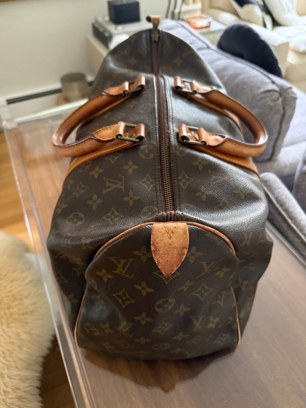 LOUIS VUITTON Keepall 45 Monogram Travel Satchel Duffel Bag Vintage - Picture 11 of 13